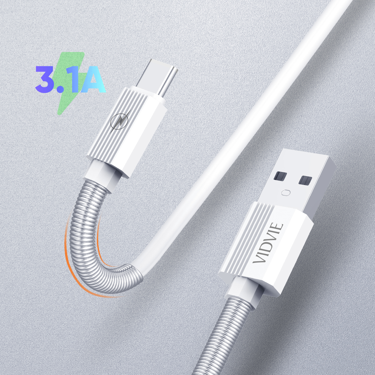 VIDVIE Factory Spring 3.1A Type C USB Charger Data Cable Tipo C Cabo Para For Huawei Samsung Oppo Redmi