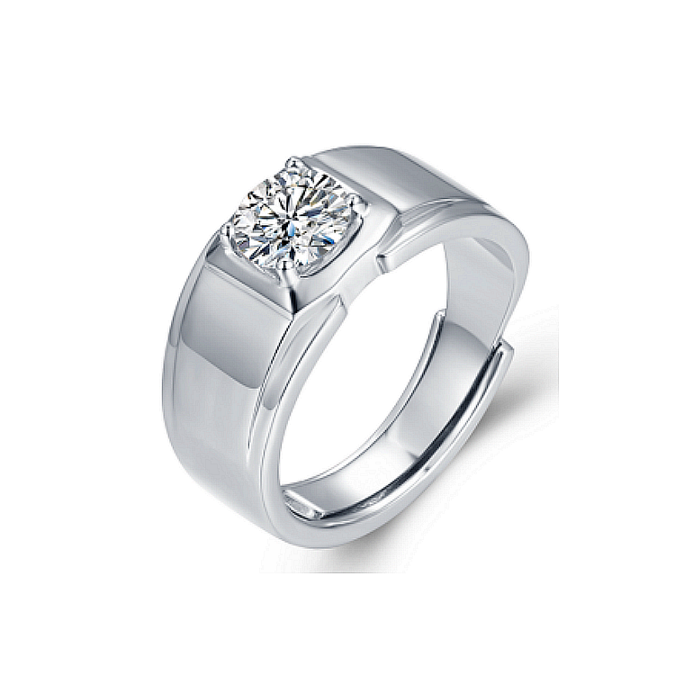 Wholesale New Design Pure White Moissanite Steel Geometric Ring For Men Custom Design Men Ring