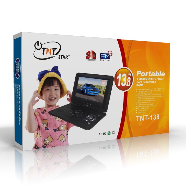 Tntstar TNT-138 портативный dvd-плеер с Usb портативный MP4 плеер Высокое качество 13 дюймов радио OEM