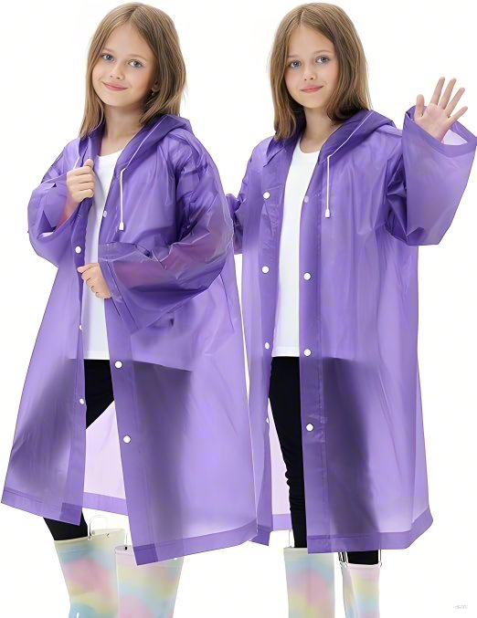 Kids Raincoats Boys Girls Rain Jacket Lightweight Rain Coat Waterproof Rain Poncho Reusable Rainwear With Hood 5-14 Years