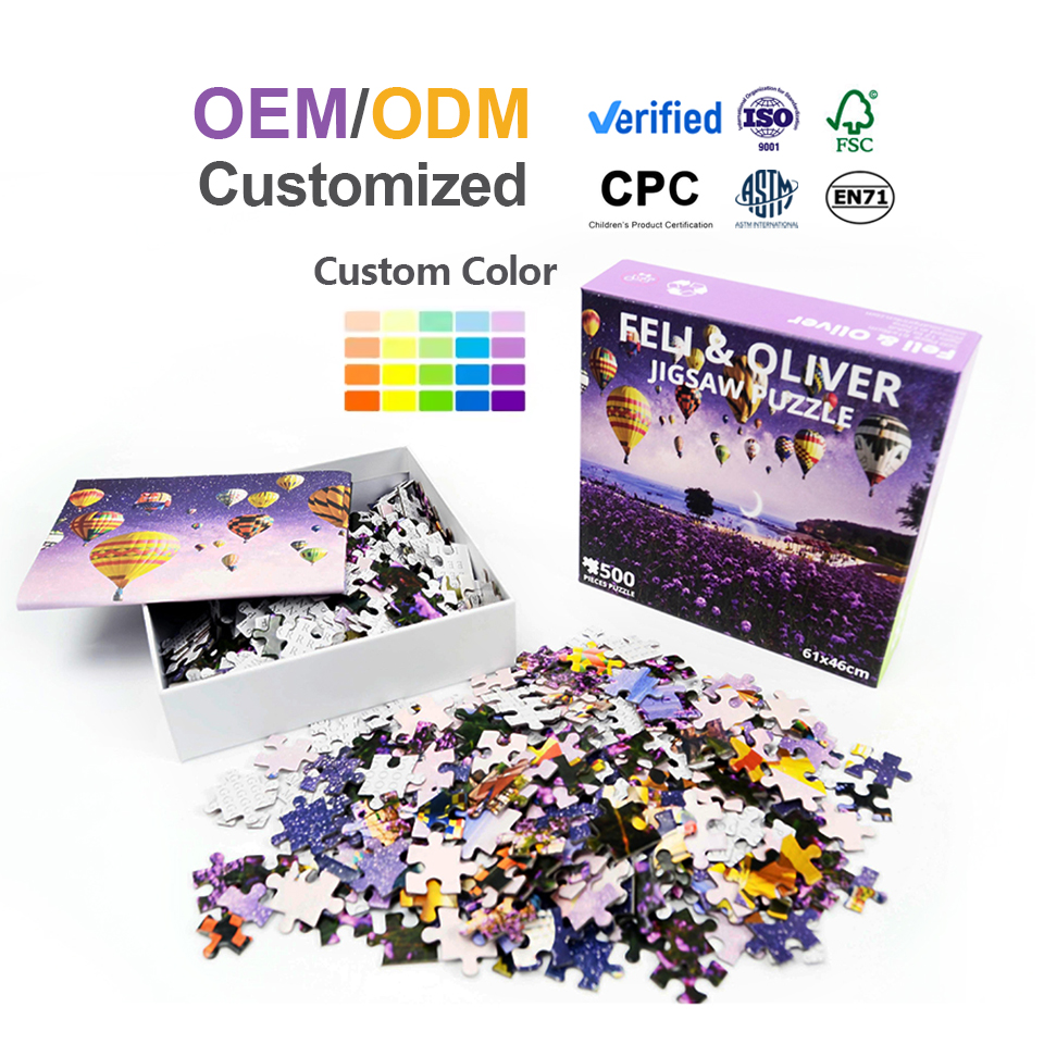 Wholesale Custom Paper Cardboard Brain Game Puzzles 100 500 1000 Pieces Jigsaw Puzzle For Adults Kids