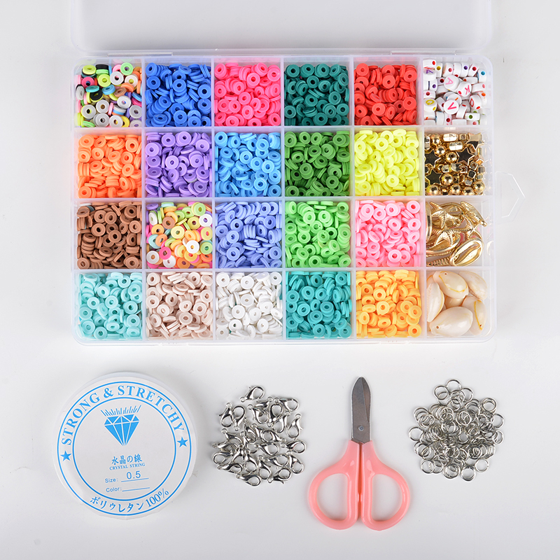 Amazon 24 Slots 4800 Pcs Round Flat Polymer Clay Beads Sets For DIY Jewelry Making Letter Beads