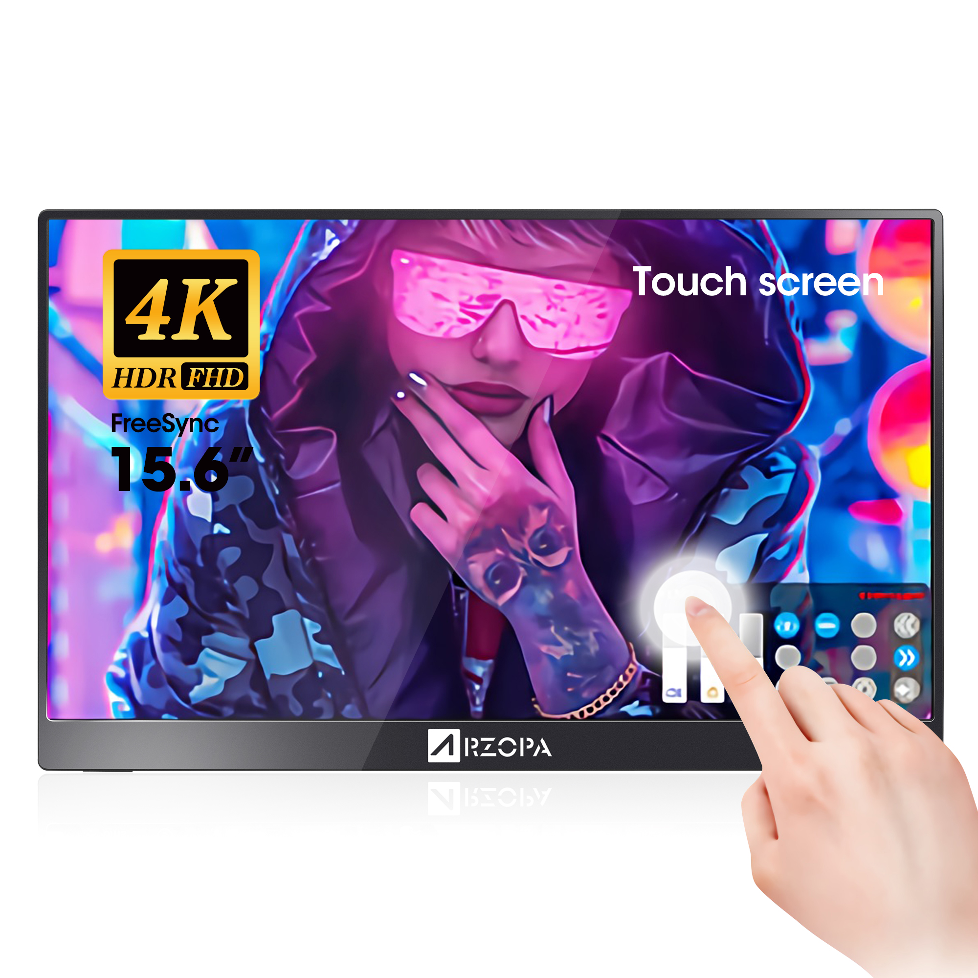15,6 дюймов 4k 3840x2160 uhd портативный игровой монитор сенсорный экран с usb type-c двойной динамик