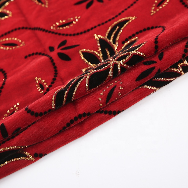 Shrink-resistant garment woven flower pattern polyest velvet custom printed fabric