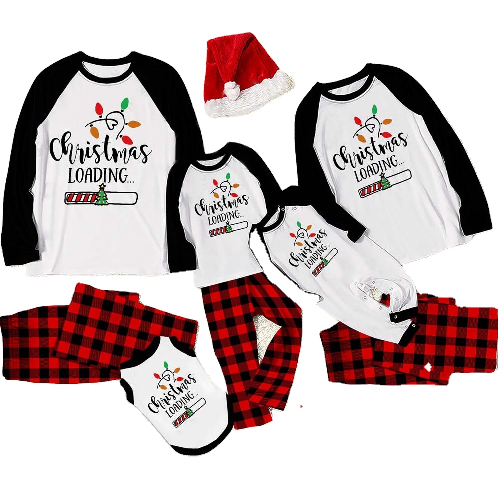 2021 Hot Selling Christmas Pajamas Sets Custom Printed Cotton Daily Sleepwear For Kids And Adults