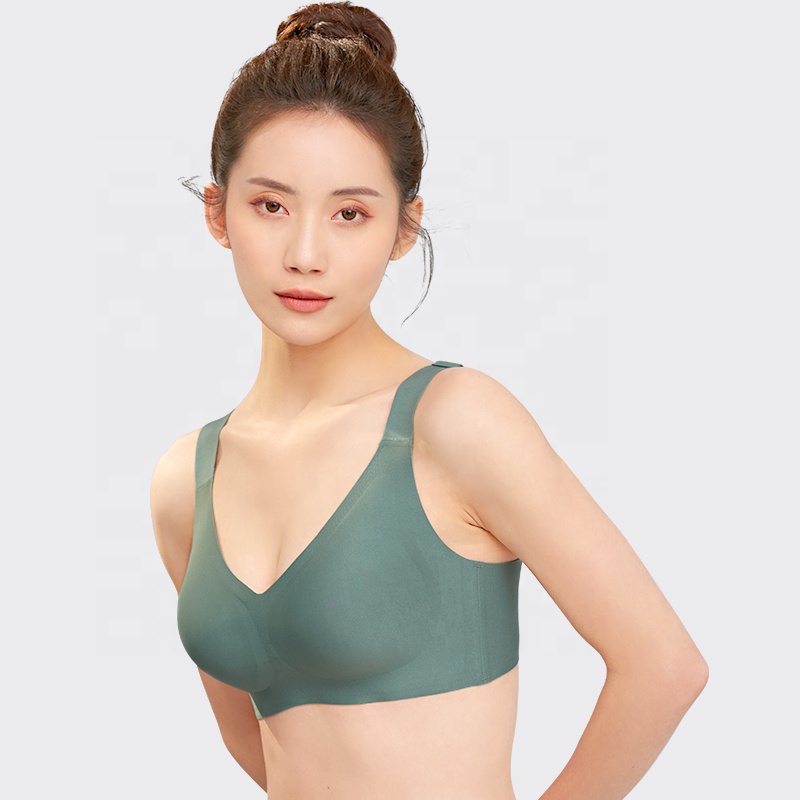 Wholesale High Quality Ladies Wire Free Bra Full Coverage Plain Dyed Padded Seamless Women Bralette