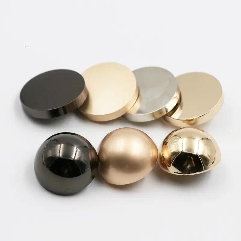 Round Cap Silver Rose Gold Zinc Alloy Loop Sewing Metal Aluminum Tone Shank Wire Back Covered Metal Buttons