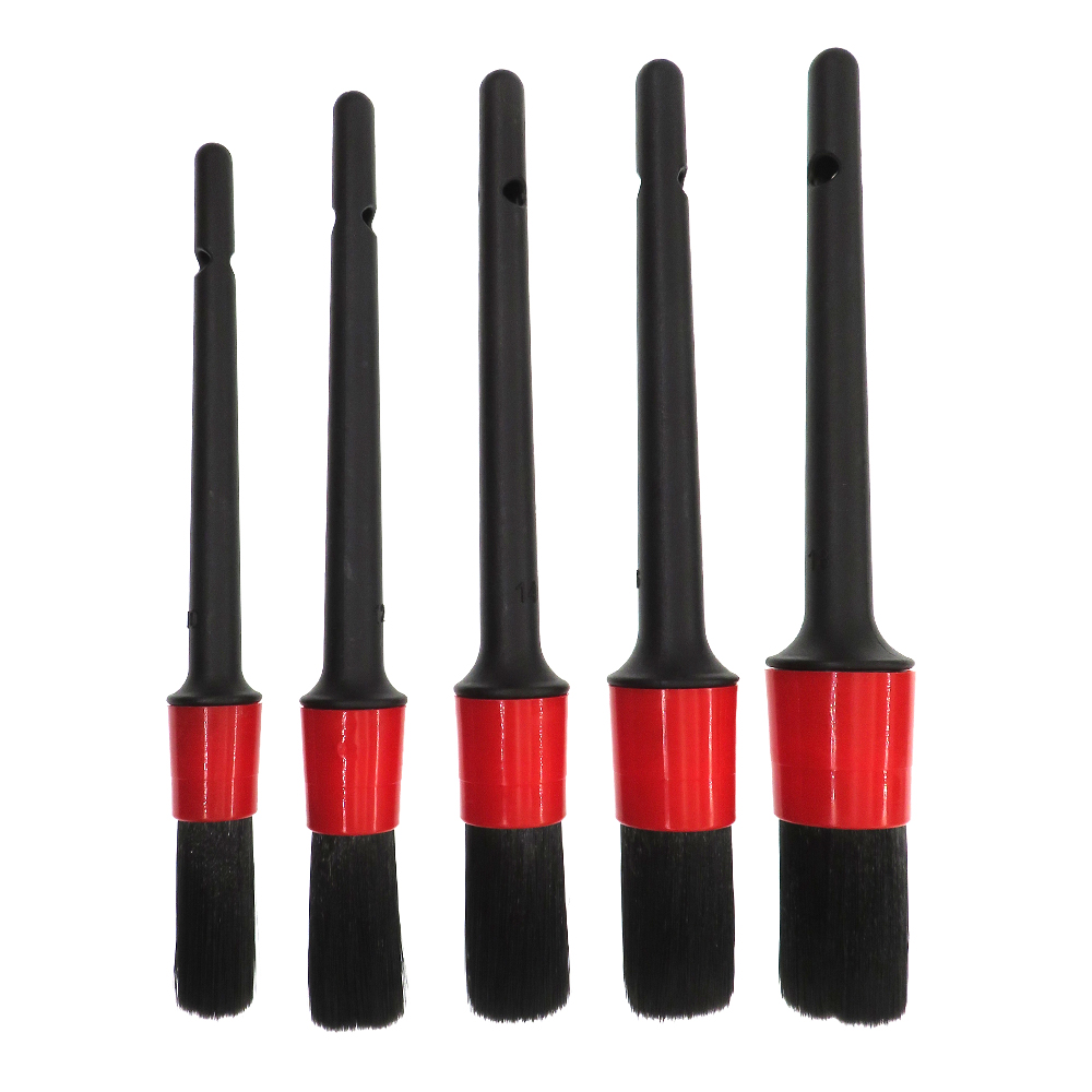 Wholesale New Cleaning Product Plastic Handle Black and Red 5PCS Soft Bristle Car Auto Washing Detailing Brush