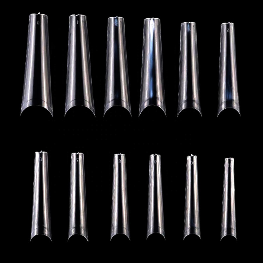 Aokitec 500 Pcs French DIY Artificial False Fingernails Clear Tapered Coffin Nail Tips