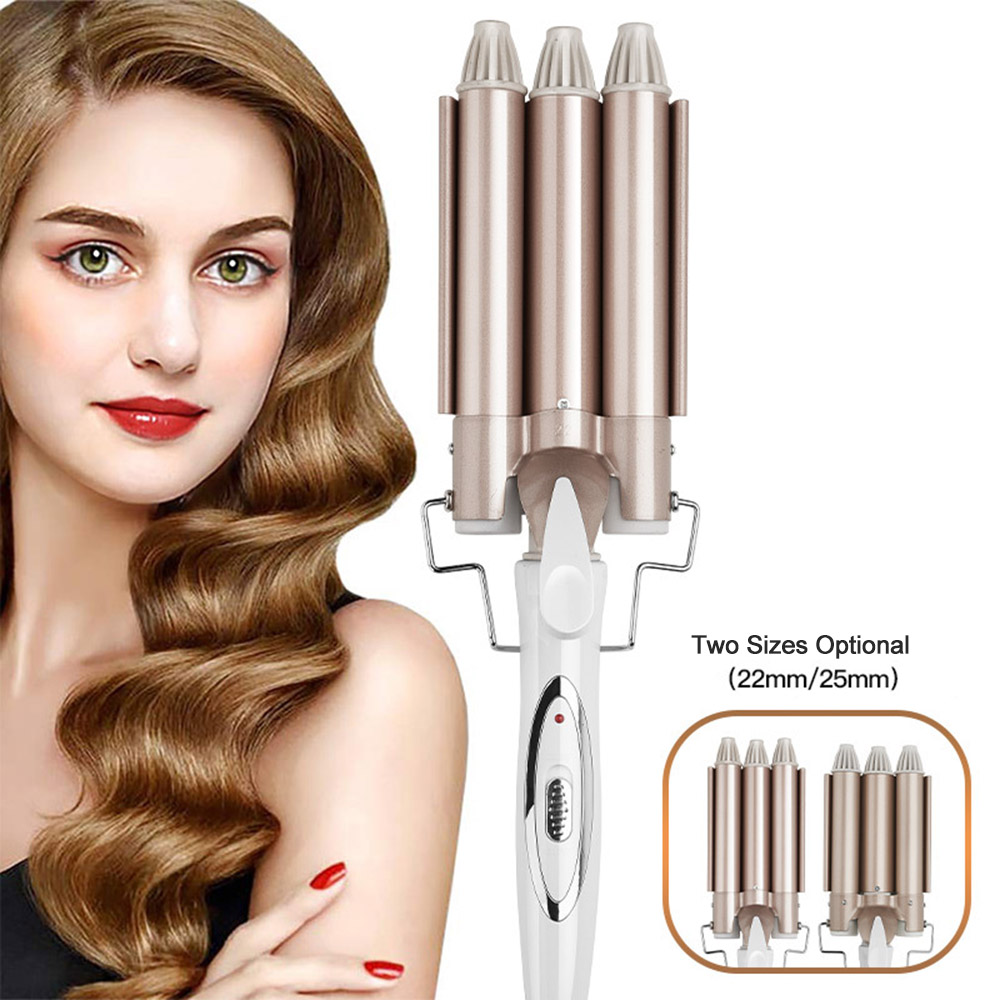Factory price Hair Salon Tools Curling Iron Ceramic coating Triple Barrel deep waver Rose Gold Anti-scald 3 barrel Hair Curlers