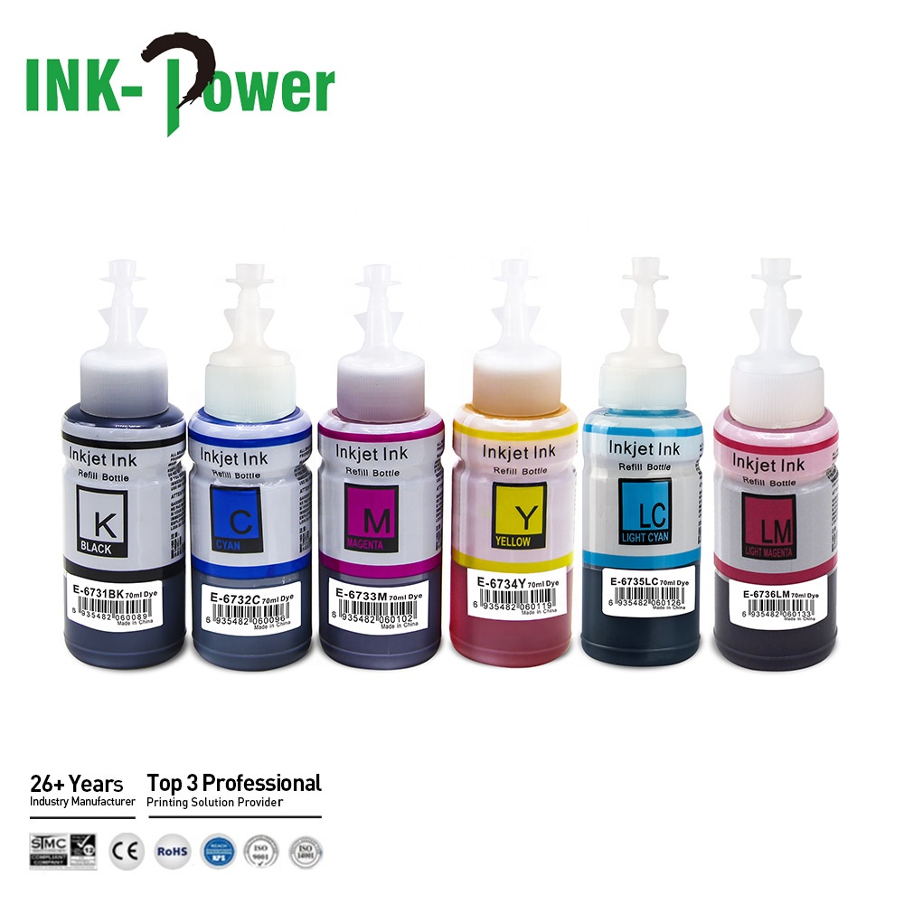 INK-мощность 673 T673 Премиум Универсальный цветный Совместимость объем бутылки на водной основе пополнения чернил Dtg Эко-чернила для Epson L800 L805 принтер