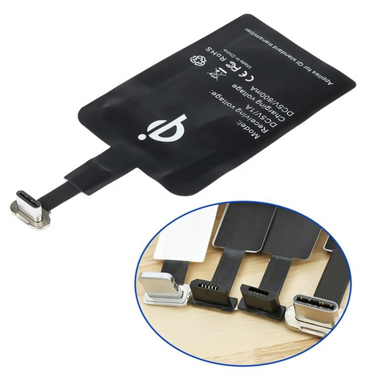High Quality Ultra-thin Compatible Coil Universal Micro USB Fast Qi Type C Wireless Charging Pad Receptor Receiver for All Phone
