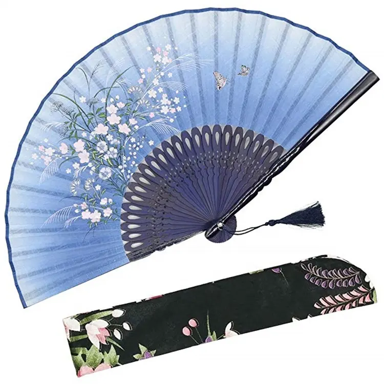 Personalized Large Hand Fans Bamboo Sheet Gift Nautical Carved China Love Business Durable High Quality Nylon