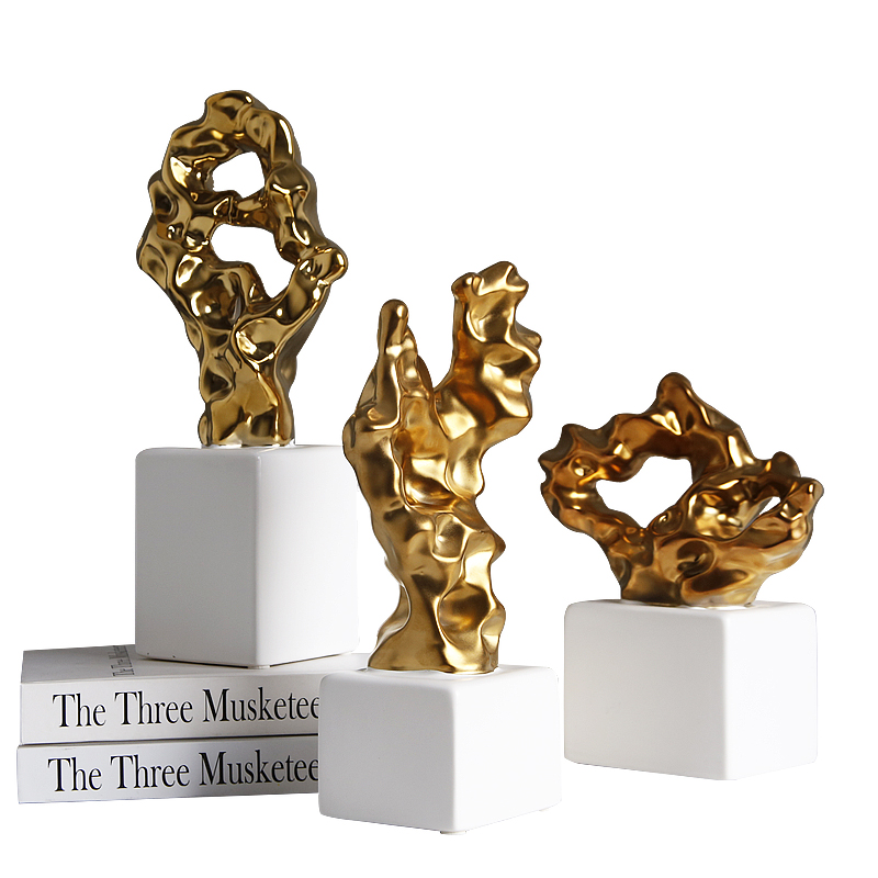 Wholesale Customized Good Quality Gold Plated Desktop Ornament Ceramic Home Decor