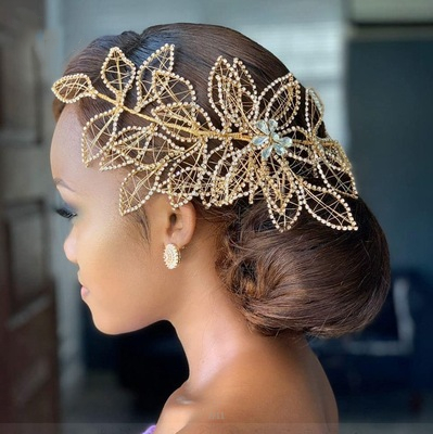 GENYA wholesale crystal hair combs alloy exquisite hair combs hollow leaf crystal hair combs