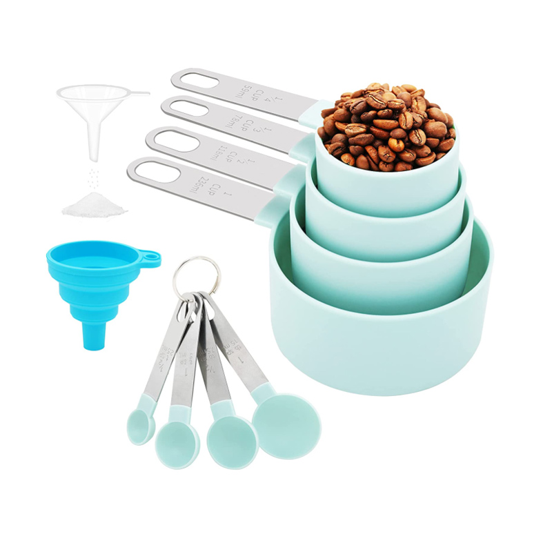 8 Pieces Measuring Cups and Spoons Set Kitchen Measuring Sets with Stainless Steel Handle For Cooking and Baking