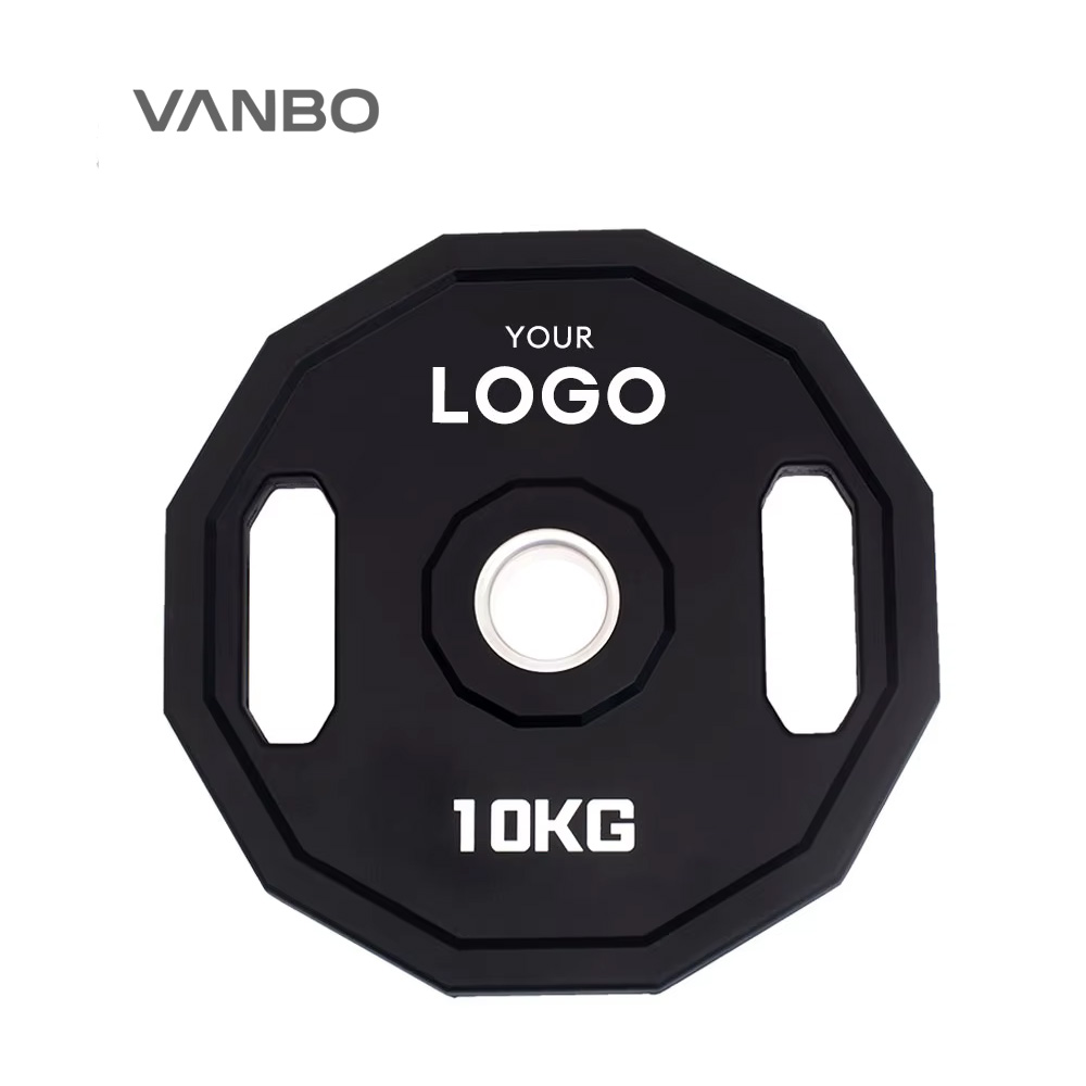 CPU High Quality Commercial Urethane 12-sided weight Plate 2 Hand Grip 51mm Custom With 1.25-25kg Sets For Gym Weightlifting