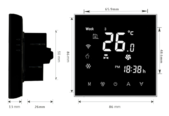 digit temperature hvac wifi fan coil thermostat control