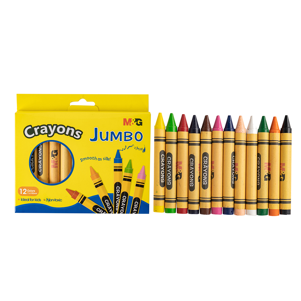 12 цветов, нетоксичные, оптовая продажа, Детские восковые карандаши Jumbo для детей