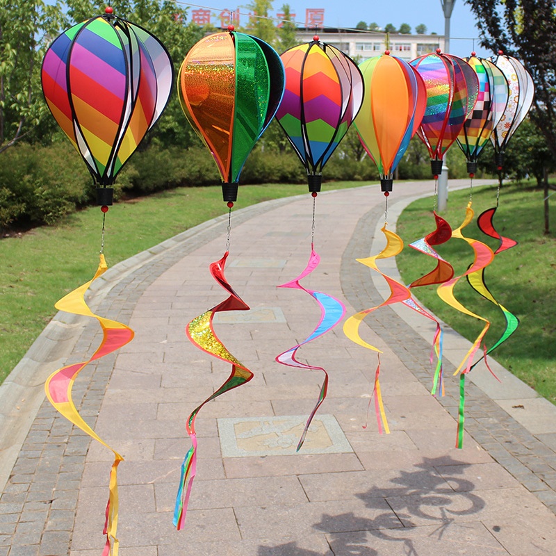 Rainbow Hot Air Balloons Turning Sequins Rotating Colorful Windmills Birthday Party Decorations