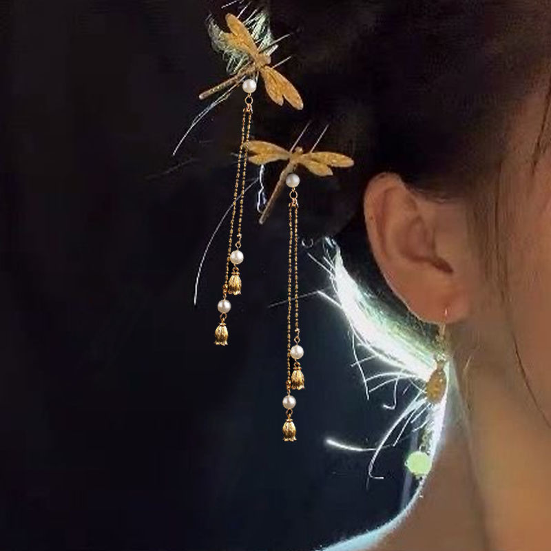 Alloy dragonfly hair hairpin antique jewelry DIY hairpin Han dress u shape hair chopstick