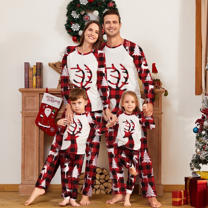 2021 christmas Mommy daddy And Me Clothes family pyjamas Outfits Deer Printed cotton New Year christmas family pajamas sets