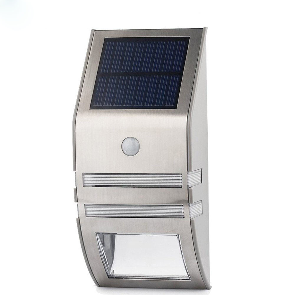 Garden Decorative Solar Light Stainless Steel Solar Fence Light With 2 LED Waterproof Outdoor Wall Lamp For Patio Balcony Yard