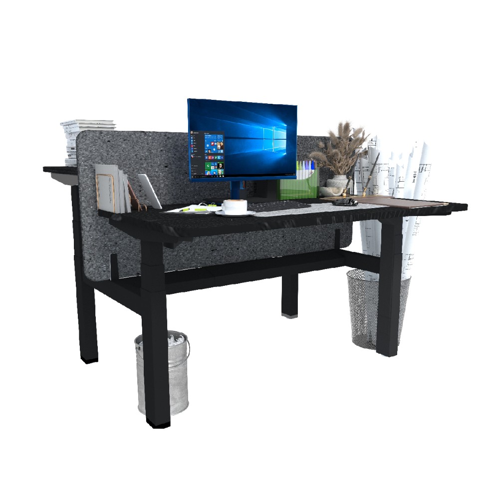 JIECANG Commercial Metal Frame Workstation 4 Motor Large Height Adjustable Double Standing Office Desk