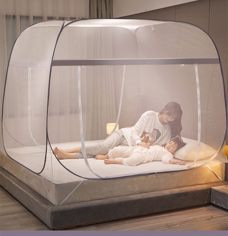 Home Use Summer Bed Mosquito Net Soft Folding Free Installation Double Door zipper Bed