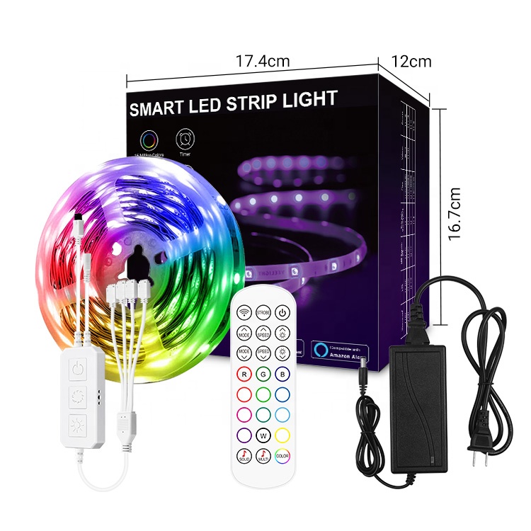 Светодиодная лента, 10 м, SMD 5050 RGB, светодиоды, меняющие цвет, осветительная полоса для спальни, рабочего стола, украшение для дома с дистанционным управлением по Wi-Fi и Alexa