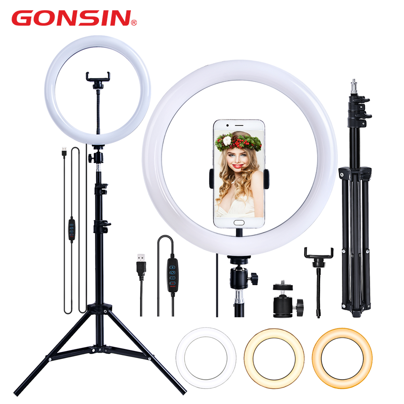 10 inch led selfie Ring light 26cm Video lamp photographic lighting with Tripod stand And phone holder For makeup Youtube