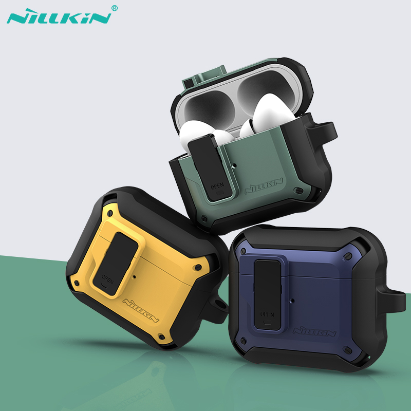 Nillkin for airpod case 2021 armor rugged luxury cover with keychain bulk wholesale pop it lid charging case for airpods pro
