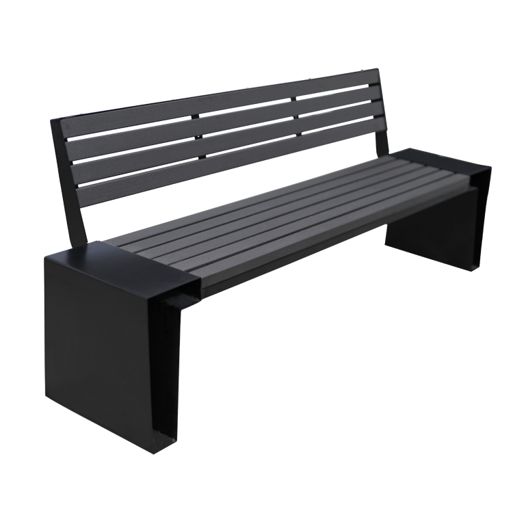 custom design modern style wpc long gray wood plastic composite outdoor garden park seating bench