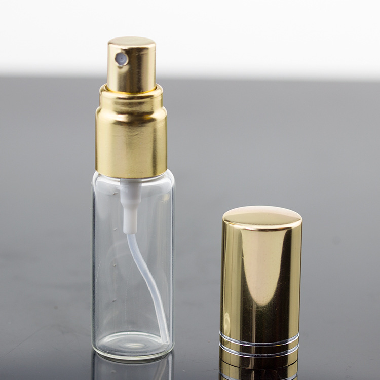 Zhejiang Ningbo Personal care 5ml beauty essential oil amber gold cap glass mist spray bottle