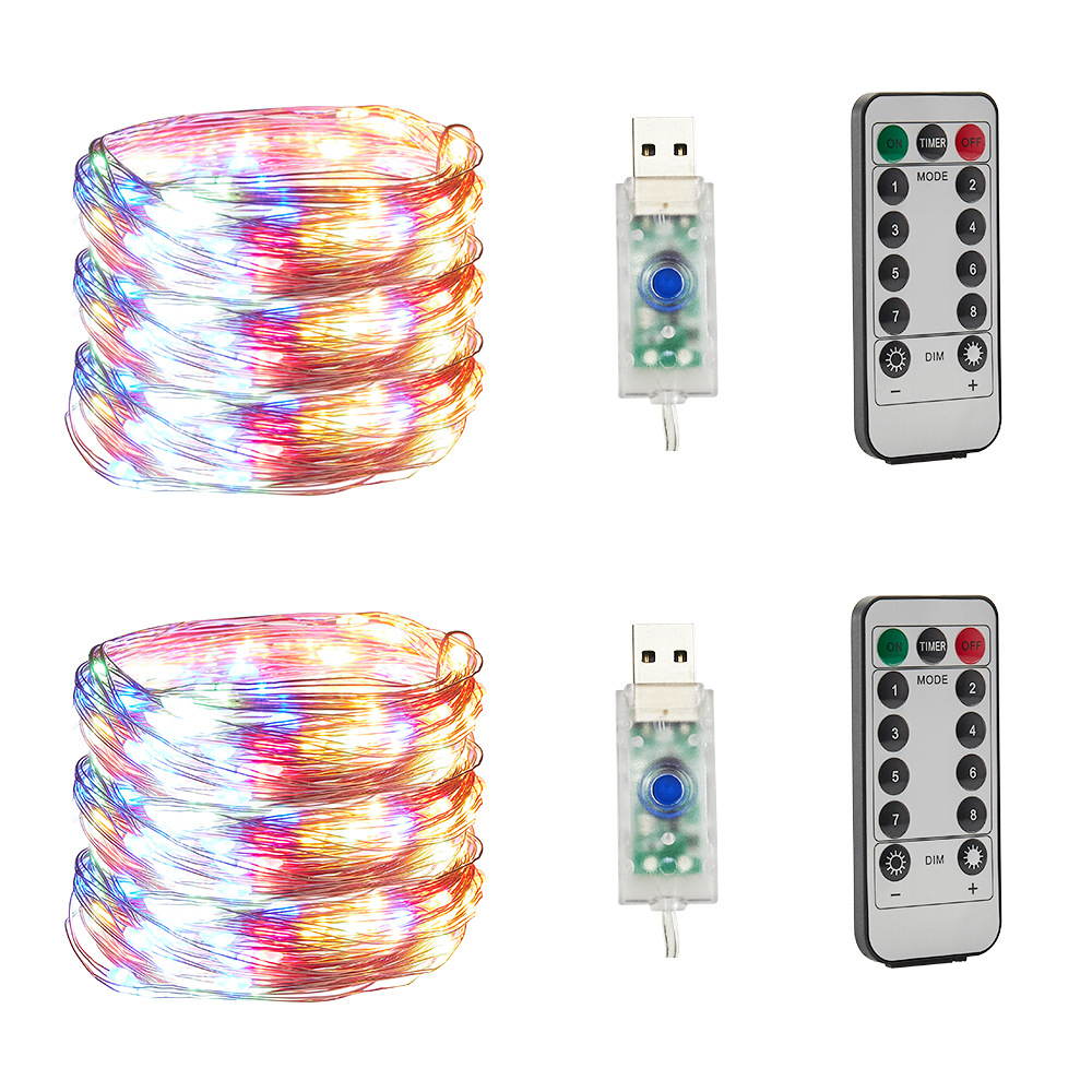 100 светодиодные полосы света RGB Led свет шнура медный провод USB управления Рождественский свет для гирлянды праздничное фея Свадебная вечеринка