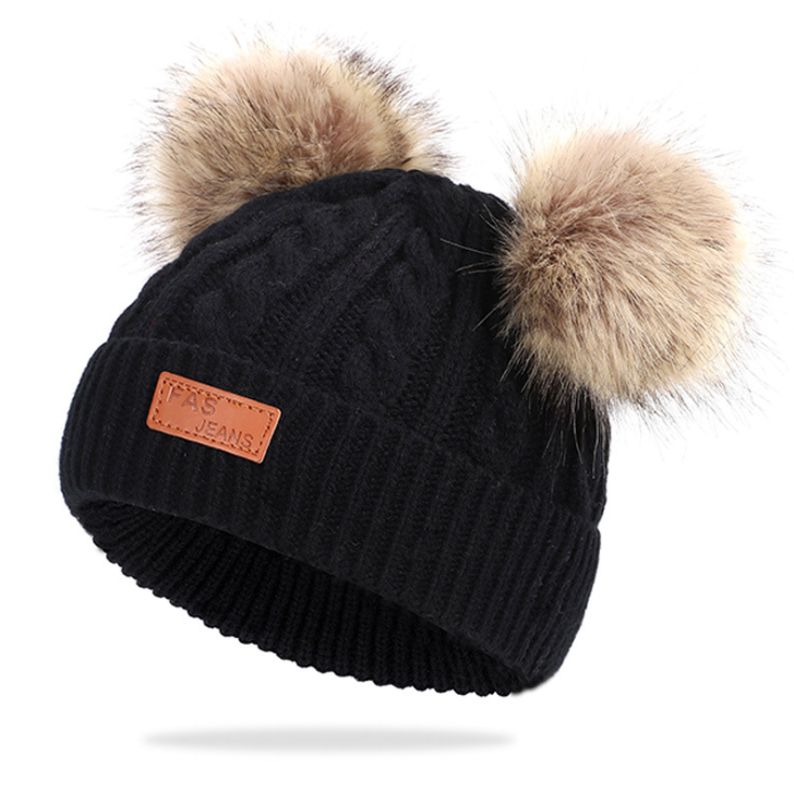 Оптовая продажа; beanie для детей; Beanie; Комплект с помпонами из натурального меха