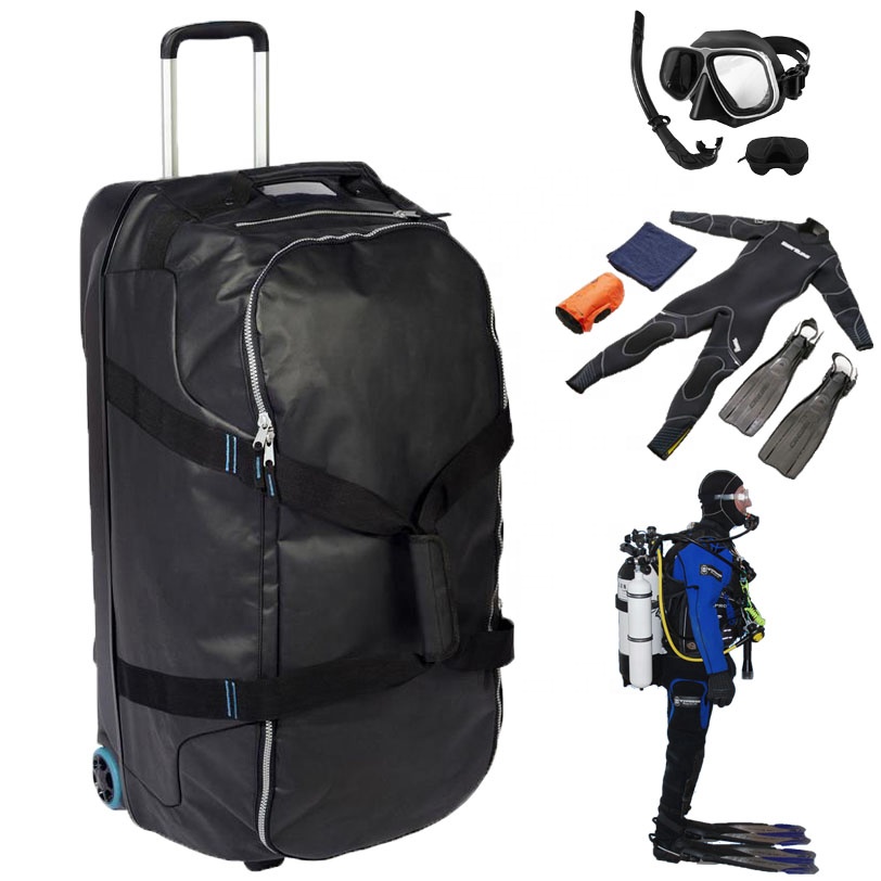 120 L Ultra Capacity Waterproof Dive Bag Trolley Scuba Diving Gear Transporting Bag with Wheels