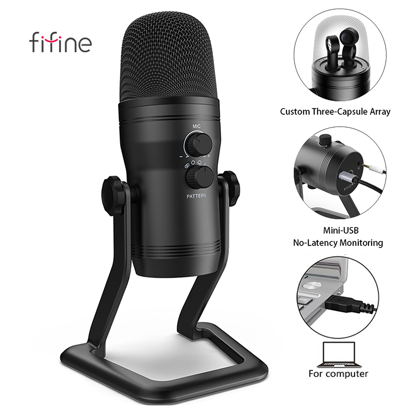 Fifine K690 USB микрофон 4 Полярный узор конденсаторный микрофон для мониторинга