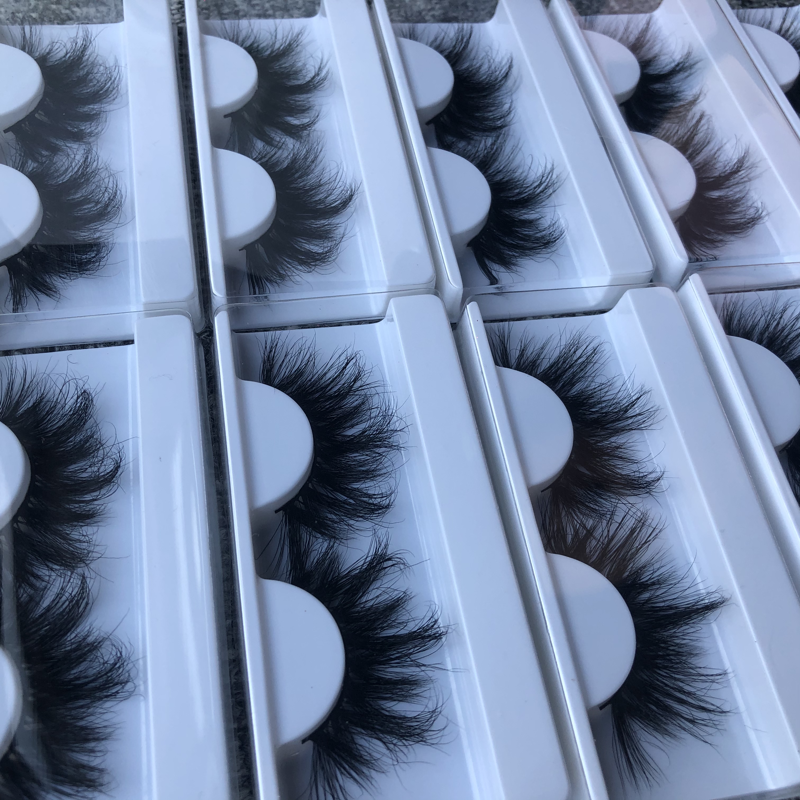 Premade natural 3d mink eyelashes 25mm lashes black cotton strip faux mink eyelashes extensions private label