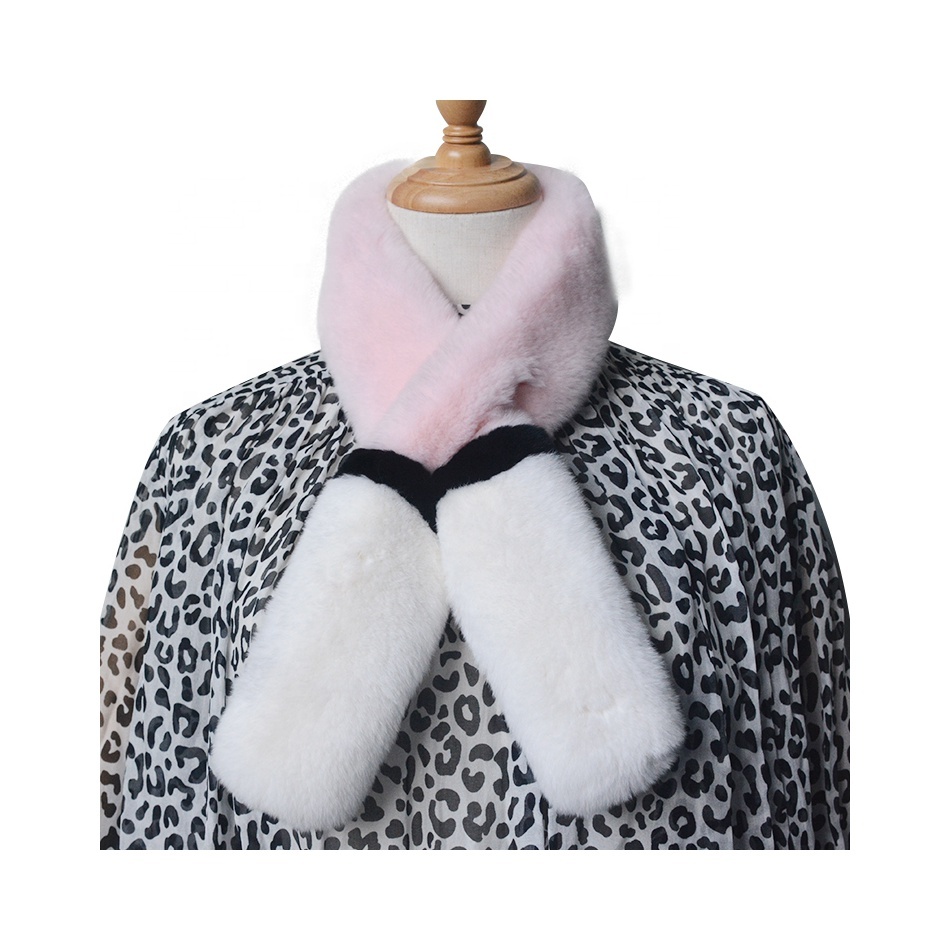 Winter Warm Shawl Women Real Rabbit Fur Scaffur Scarf Animal Custom Logo Fur Scarf Superior Fluffy Fur Scarf