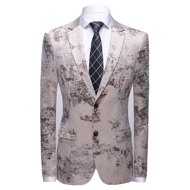 Customized two-button jacquard design suit for men High quality men's party casual suit Jacquard Flower Fabric Suit Jacket Men