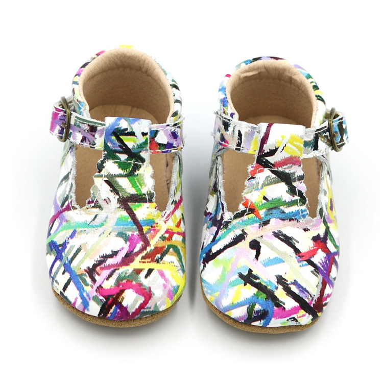 New Style Colorful T-Bar Baotou Heel Mary Jane Shoes For Newborn Babys