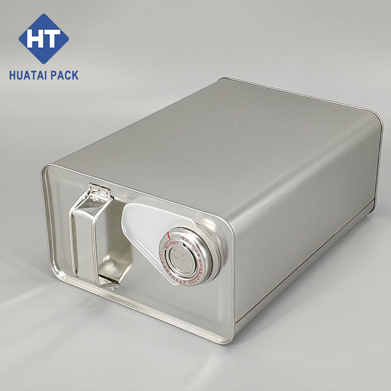4L metal Silver square tin can 4 liter tinplate can for oil storage packaging