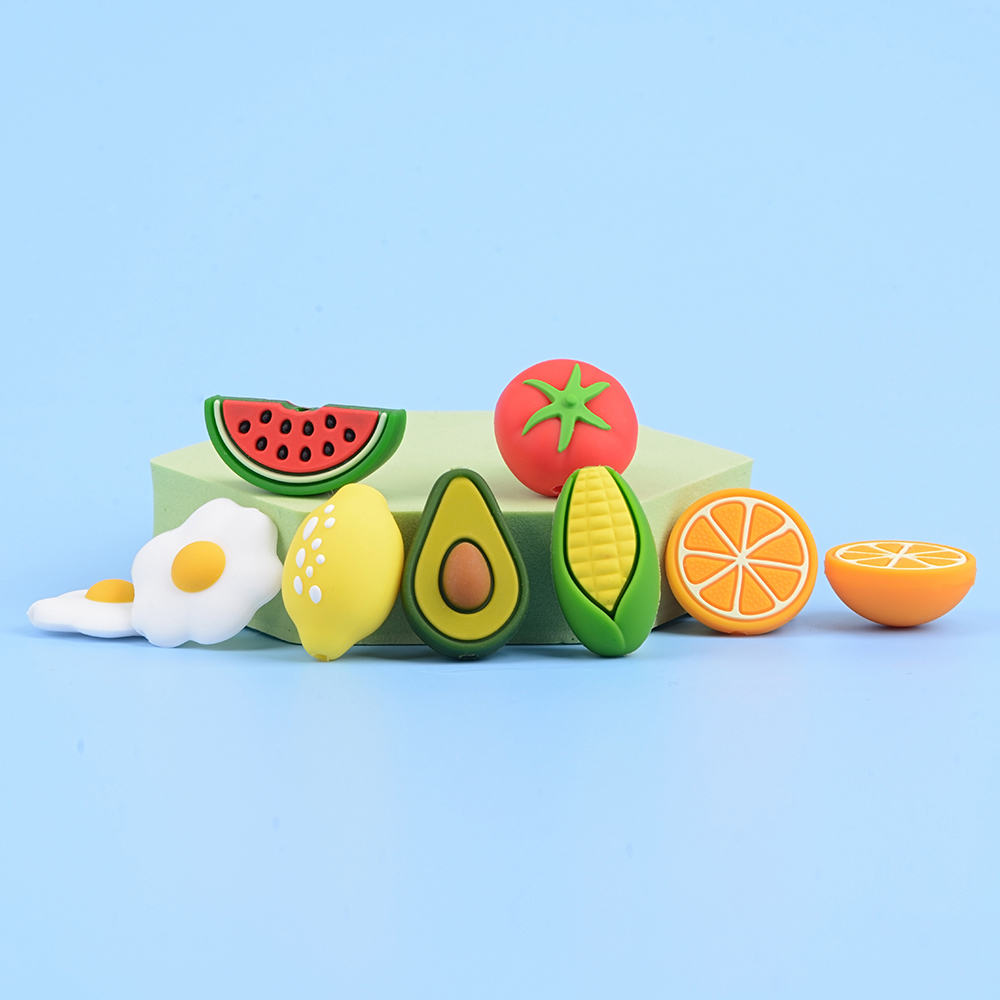 China Factory Wholesale Soft Bpa Free Silicone Baby Teething Avocado Teether Beads For Pacifier Clips