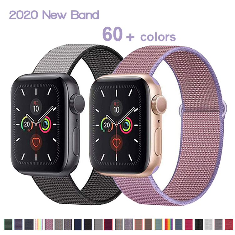 Ремешок для часов Apple Watch Series 6/5/4/3/2020, цветной плетеный нейлоновый браслет 44 мм 42 мм 40 мм 38 мм, 2/1