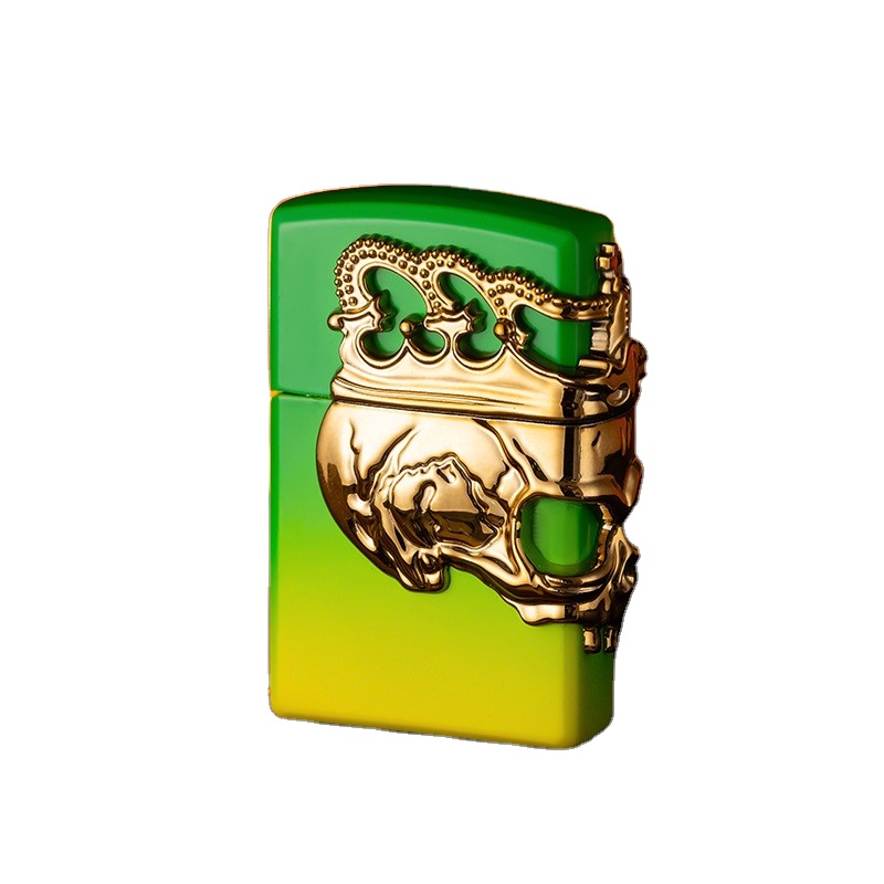 Стереоскопическая Зажигалка Crown, новинка, трехмерная зажигалка с колесами в стиле ретро, металлический корпус, зажигалка с измельчителем пламени