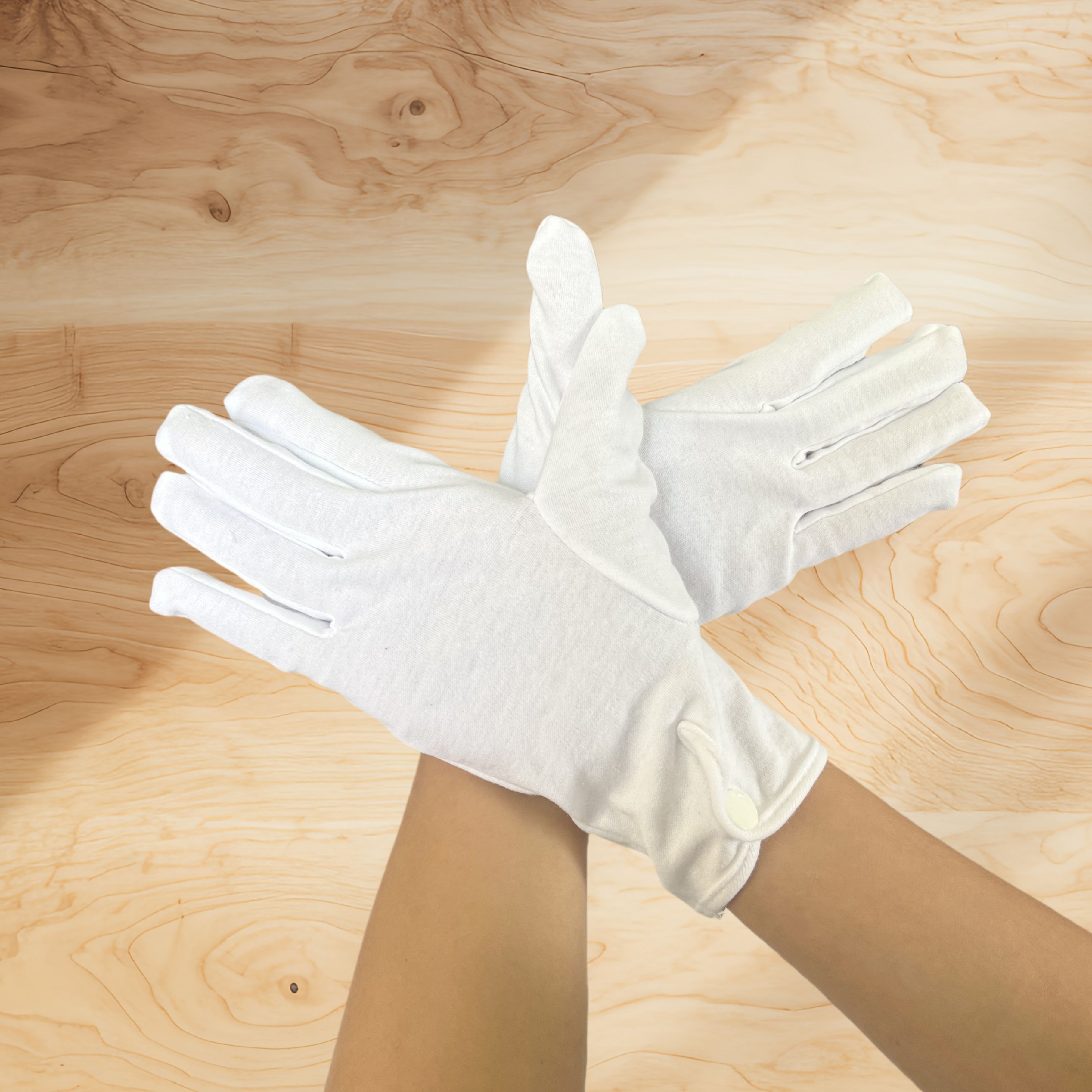 100% Cotton Gloves With Three Tendons Black Traffic Etiquette Ceremonial White Mitts