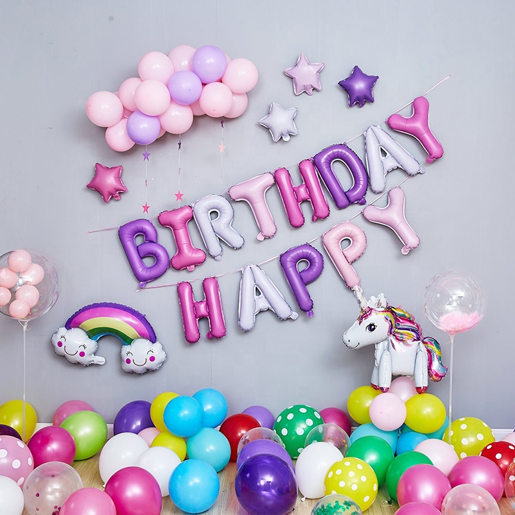 Красочные Письмо globos набор из розового золота с днем рождения воздушные шары баннер фольги Воздушные шары Алфавит украшения для детской комнаты с гелием, балон