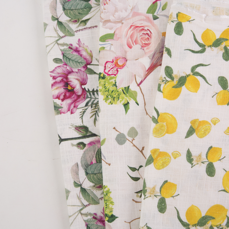 High Quality Factory Custom 30 Linen 70 Rayon Print Dress Fabric Printed