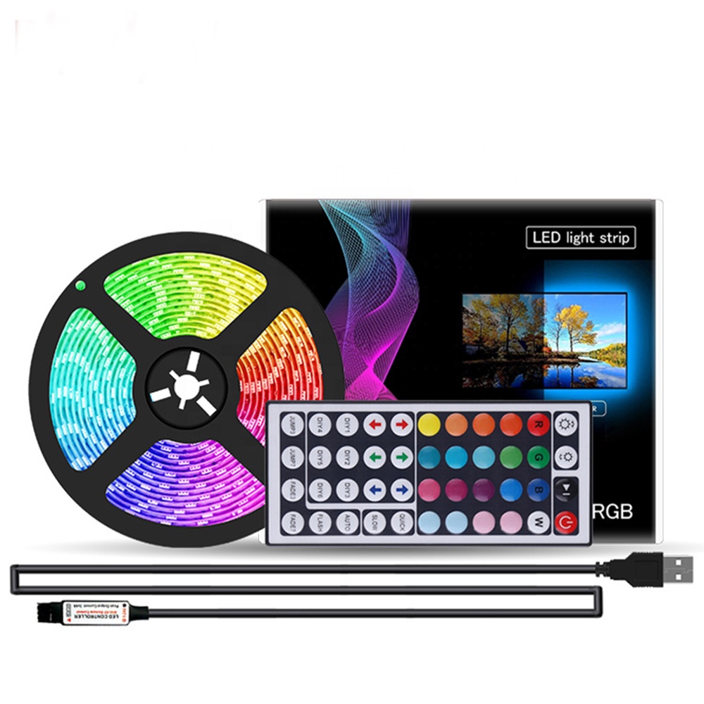 USB DC5V 5 м 16,4 фута Водонепроницаемая подсветка для телевизора 16 видов цветов гибкая 24 44KEY ИК пульт дистанционного управления RGB SMD 5050 Светодиодная лента